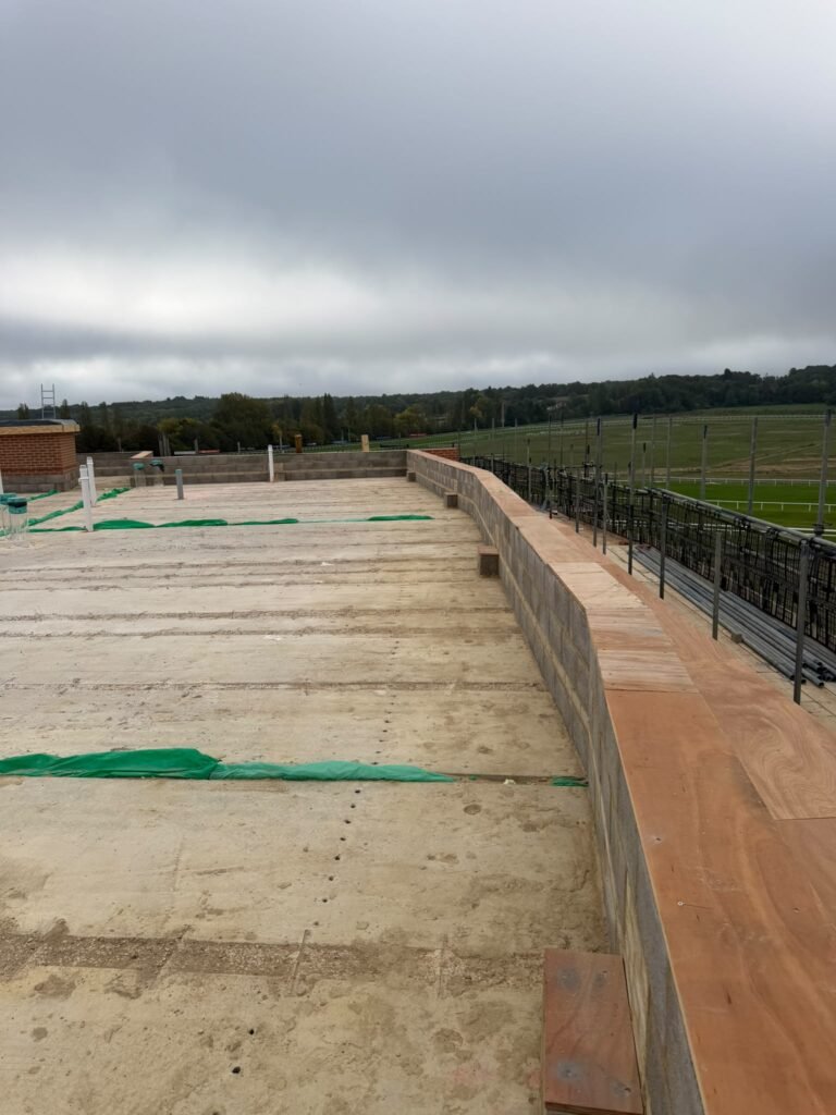 Roof deck beside Newbury Racecourse before screeding